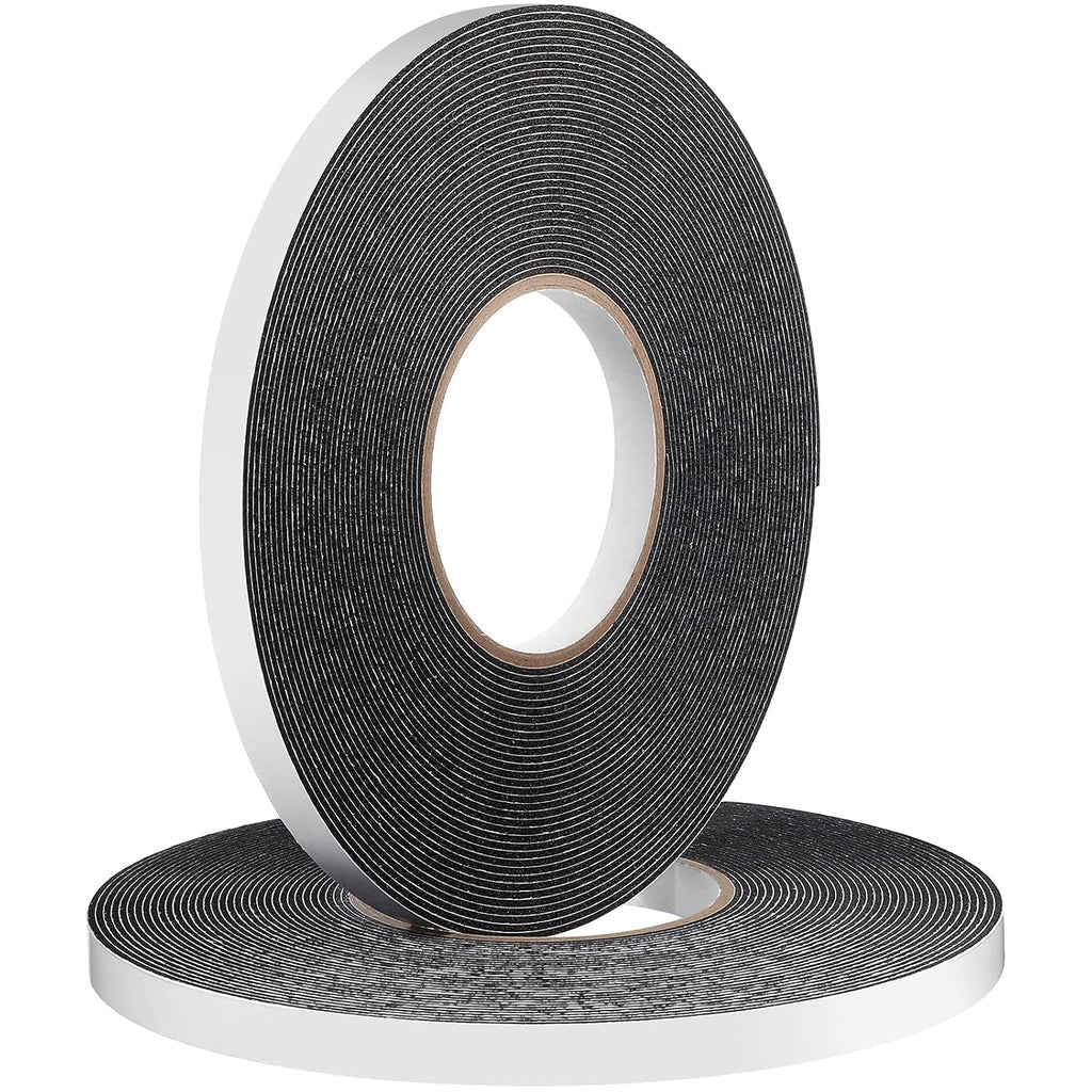2 Rolls Double Sided Foam Tape for Mounting,1/2 Inch by 50 Feet,Black