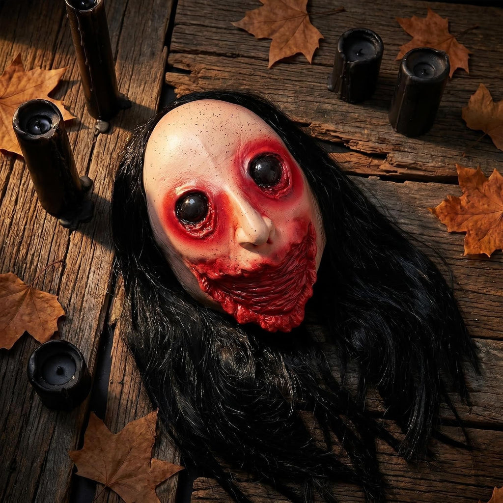 Scary Halloween Mask for Adult, Realistic Ghost Face Masks for Men | Horror Zombie, Long Hair, Creepy Design, Party