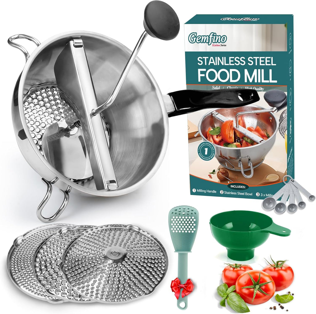 Stainless Steel Food Mill With 3 Milling Discs,Ergonomic design Rotary hand crank Food Mills For Tomato