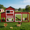 Mobile Chicken Tractor with 2 Nesting Boxes, 81" Large Wooden Chicken Coop for 2-4 Chickens, Predator Proof Poultry
