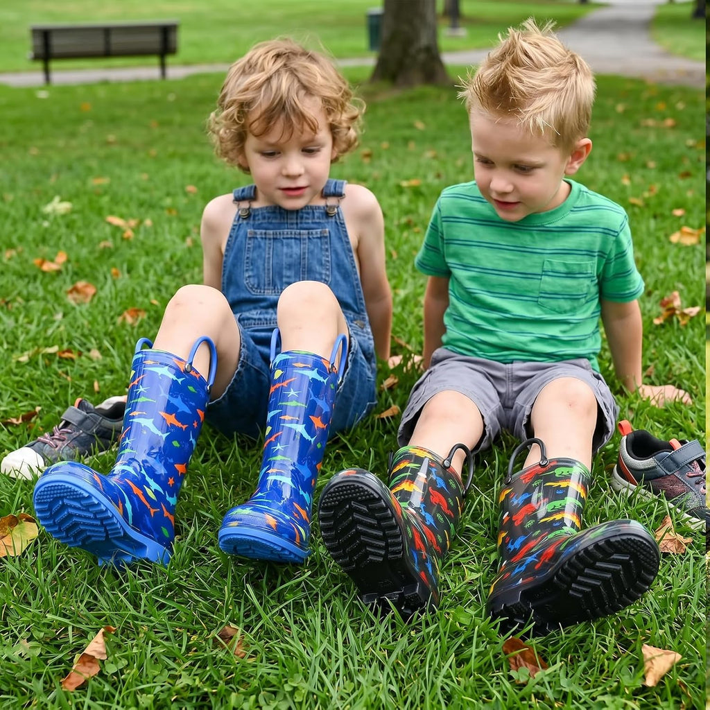 Kids Rain Boots For Boys Toddler Little Dinosaur Shark Rainboots