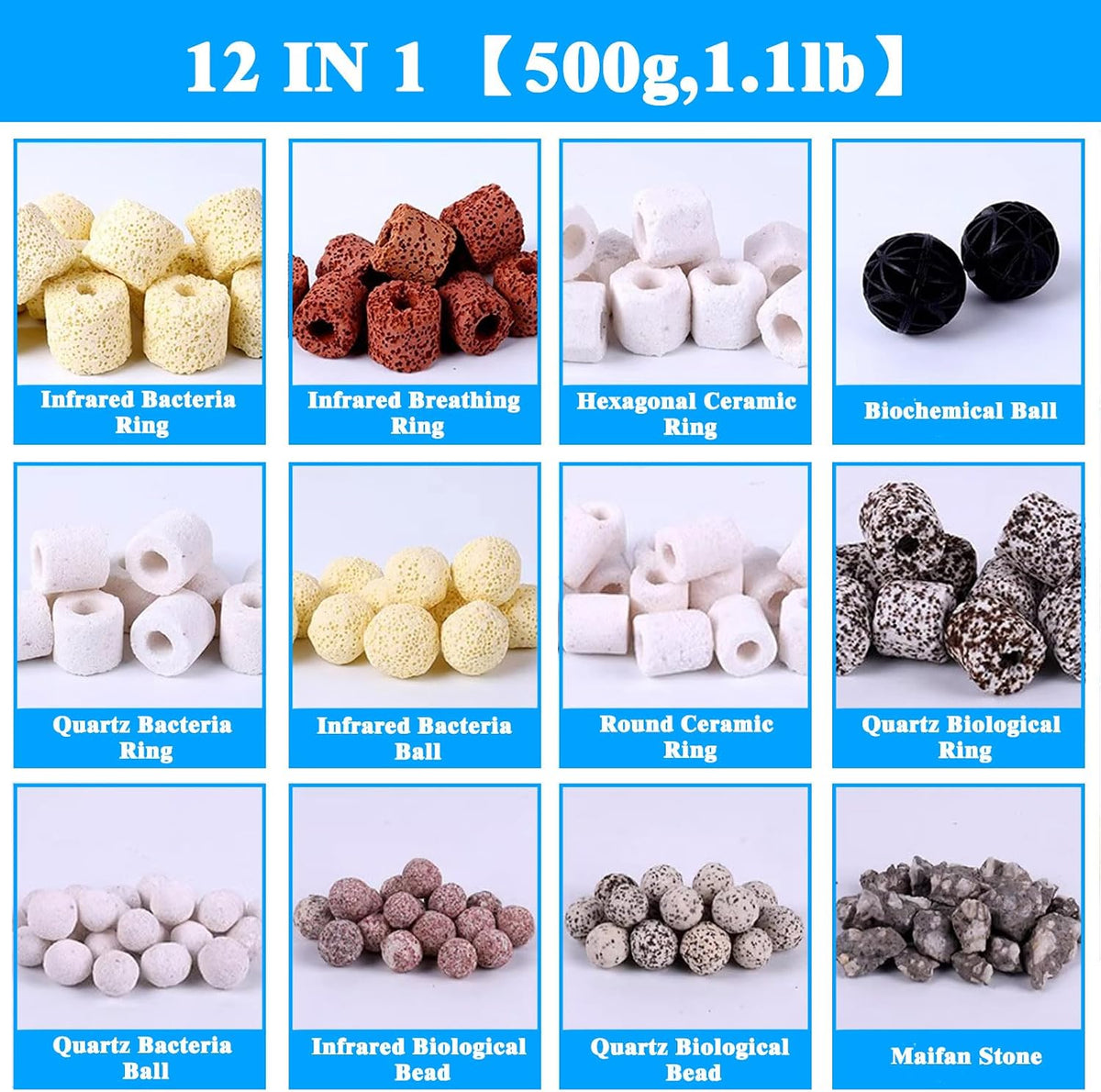 Ceramic Rings for Aquarium Filter, Bio Filter Media, 1.1 lb