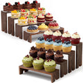 2 Set Wooden Cupcake Stand for Decor, 4 Tiered Display Risers