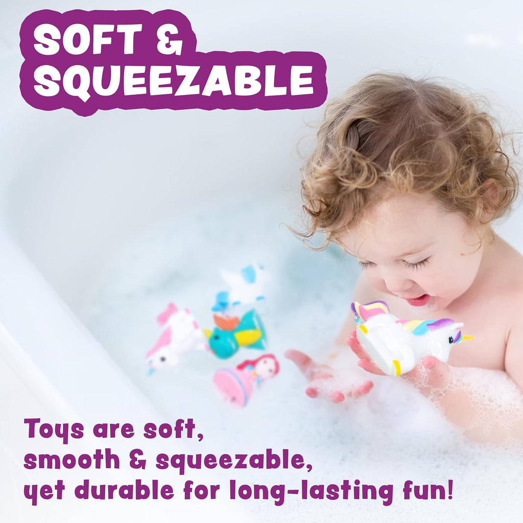 Fantasy Watertight Bath Toys, 6 Pack | Sealed, No Hole Bath Toys Design Keeps Moisture Out | Soft, Squeezable & Float
