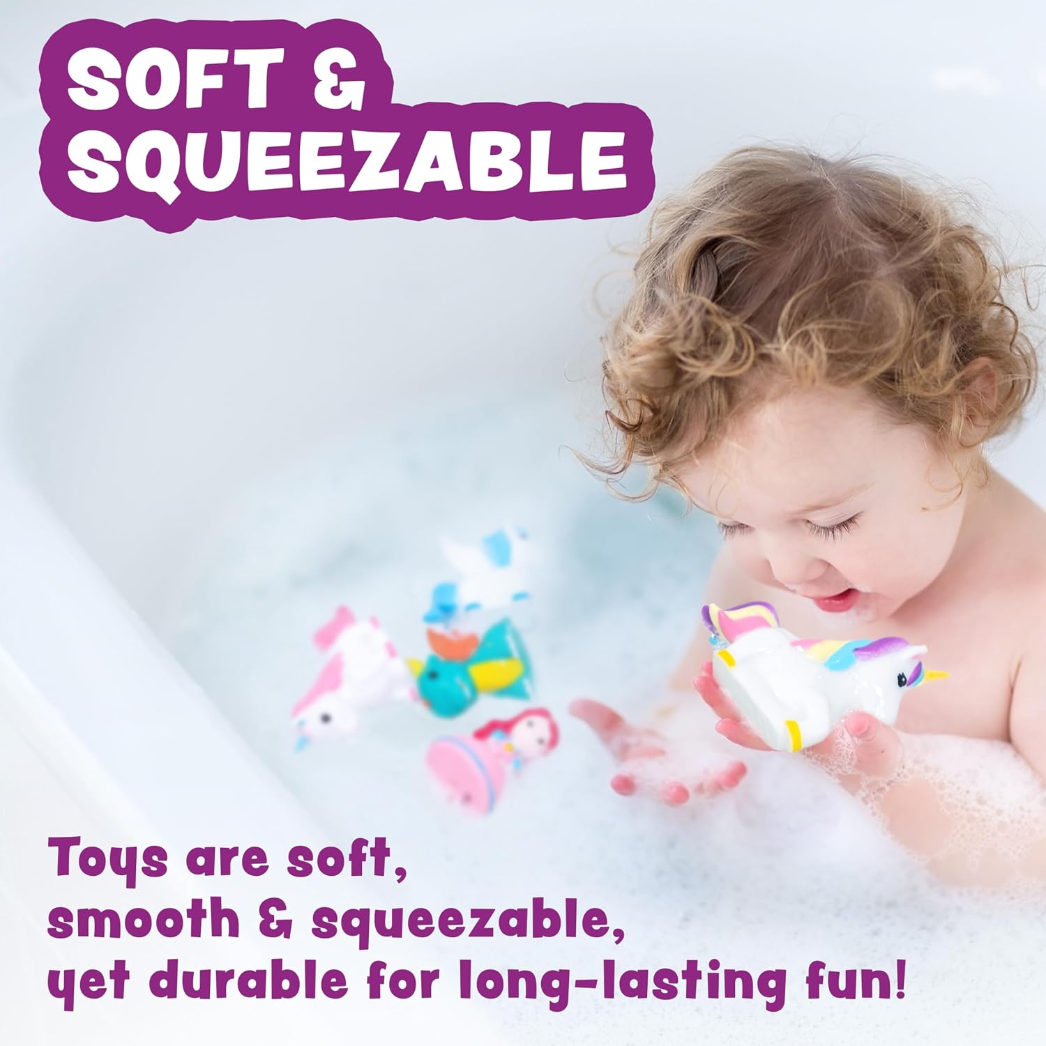 Fantasy Watertight Bath Toys, 6 Pack | Sealed, No Hole Bath Toys Design Keeps Moisture Out | Soft, Squeezable & Float