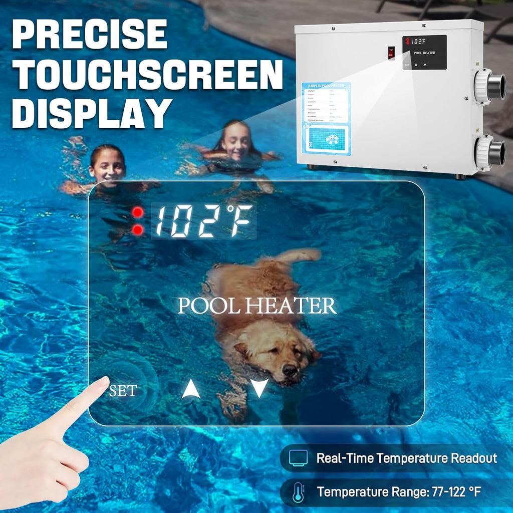 5.5KW 220V 25A Electric Pool Heater for Swimming Pool, Hot Tub & Spa Heater with Digital Touch Screen Thermostat