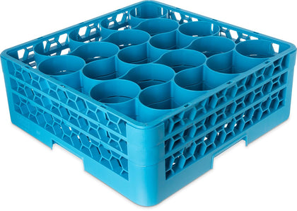 RW20-114 OptiClean NeWave Polypropylene 20-Compartment Glass Rack with 2 Extenders, 19-3/4" Length x 19-3/4" Width x