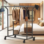 Heavy Duty Double Rail Clothing Garment Rack, Black