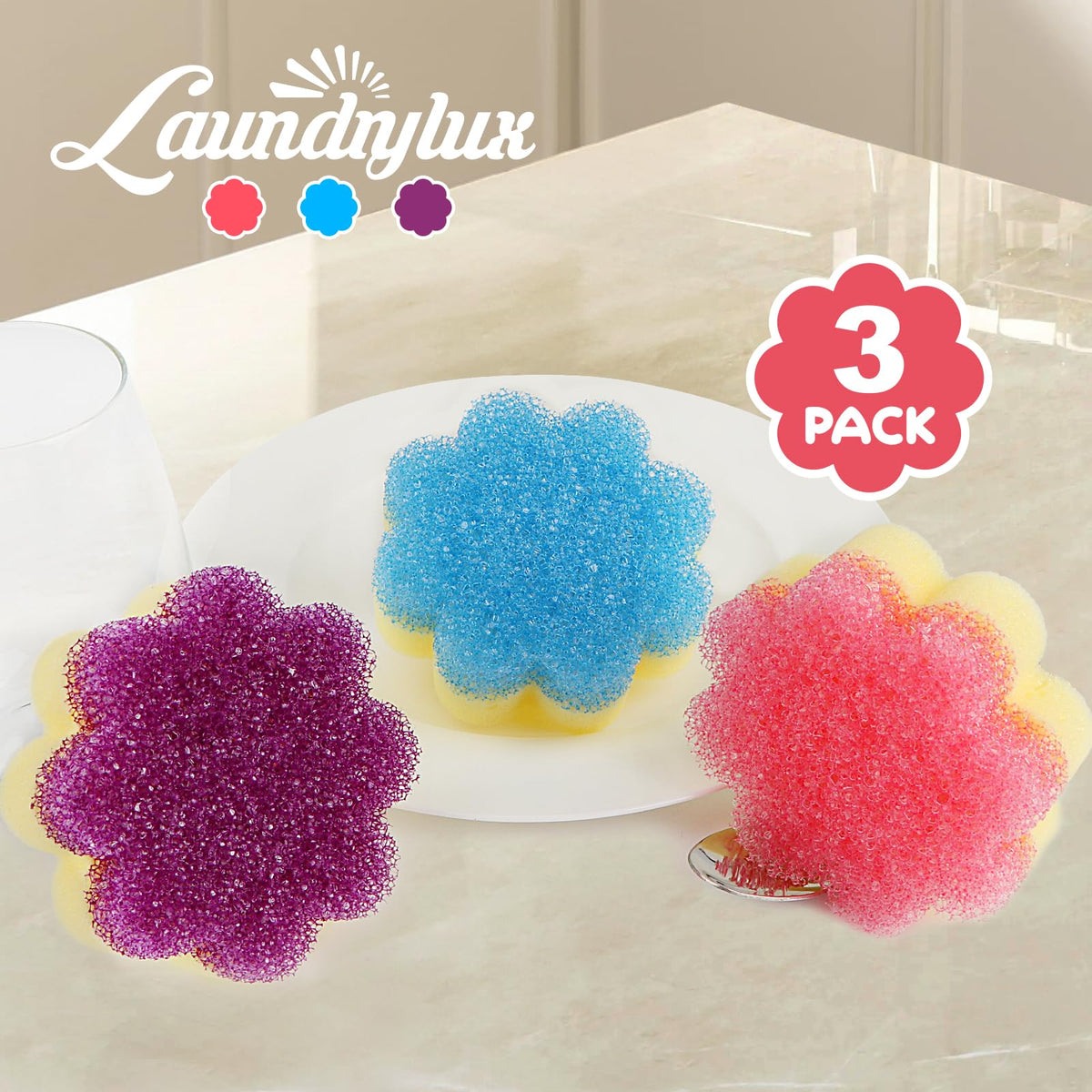 Scrub Sponge, Dual-Sided Temperature-Responsive Scrubber