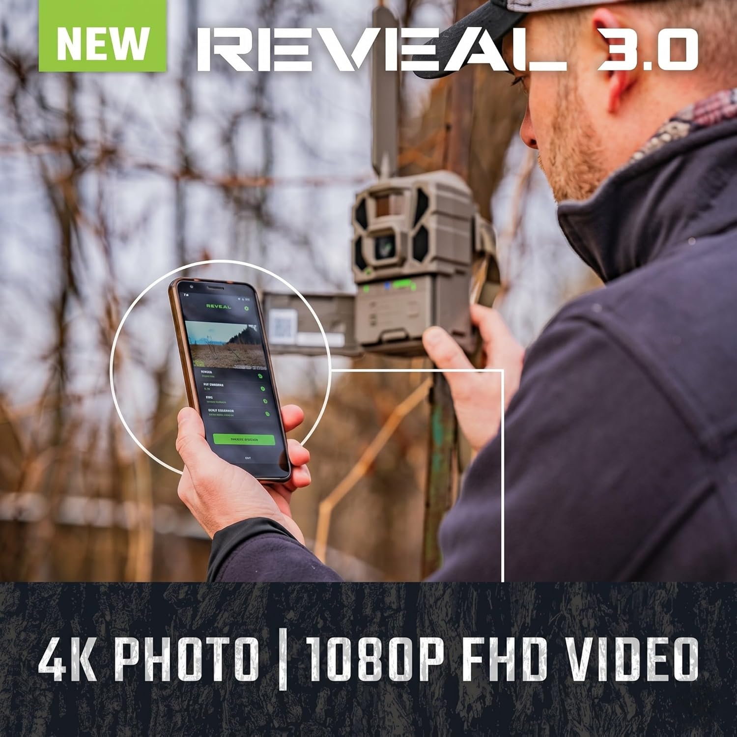 Reveal Pro 3.0 Cellular Trail Camera, Night Vision, GPS | 4G LTE; 4K HD photo; no-glow IR flash; optional SD card