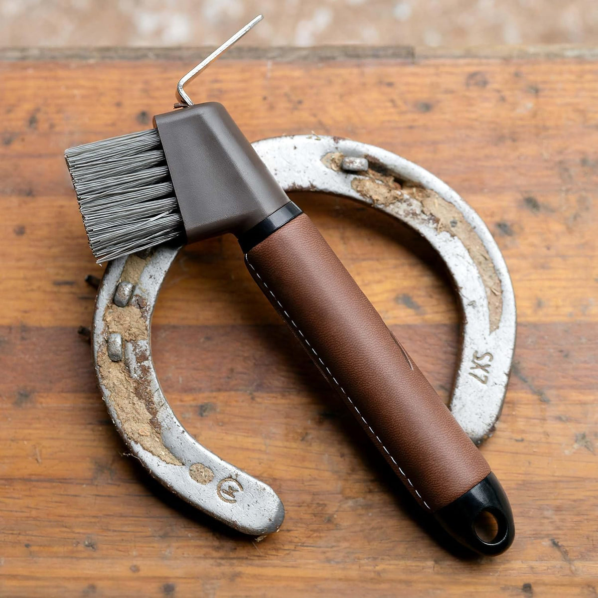 Maddox Leather Handle Hoof Pick - Dark Brown - One Size