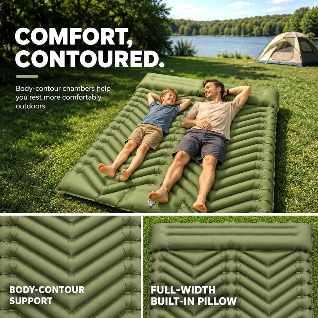 Sleeping Pad for Camping, Camping Mattress - Bed for Outdoors Self-Inflating Air Mattress for Backpacking