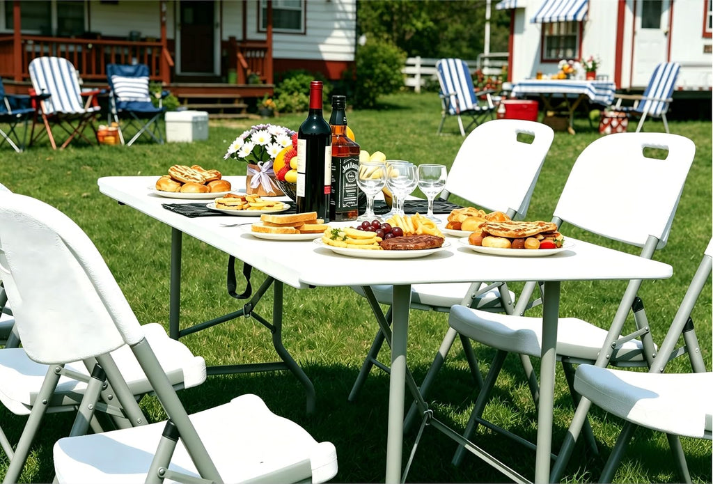 Folding Table 6ft, Heavy Duty Foldable Plastic 6 Foot Banquet Table