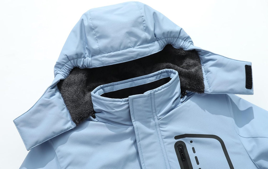 Boys Winter Warm Skiing Jacket Kids Snow Coat | Thick Fleece lined Waterproof Windproof Rain Jacket with Detachable Hood