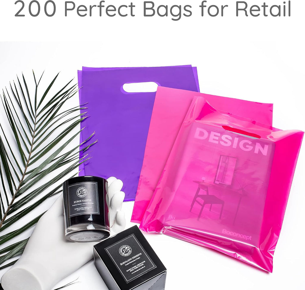 200 Pink And Purple Plastic Bags 9x12 Merchandise Bags