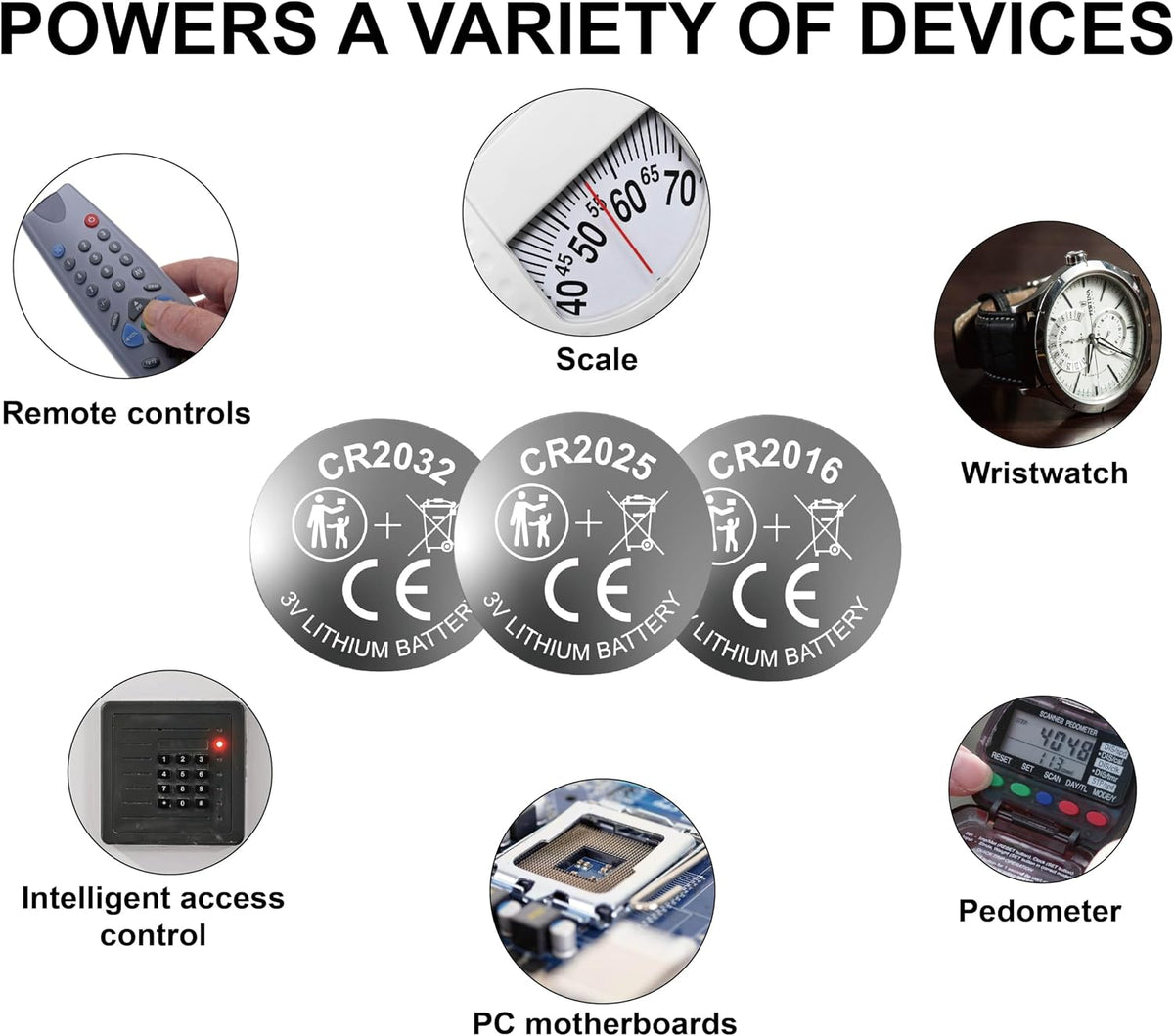 CR2032 Lithium 3v Coin Battery Assorted cr2025 cr2016 Battery, 16 Pack (cr2032 Batteries 8PCS, CR2025 4PCS, CR2016