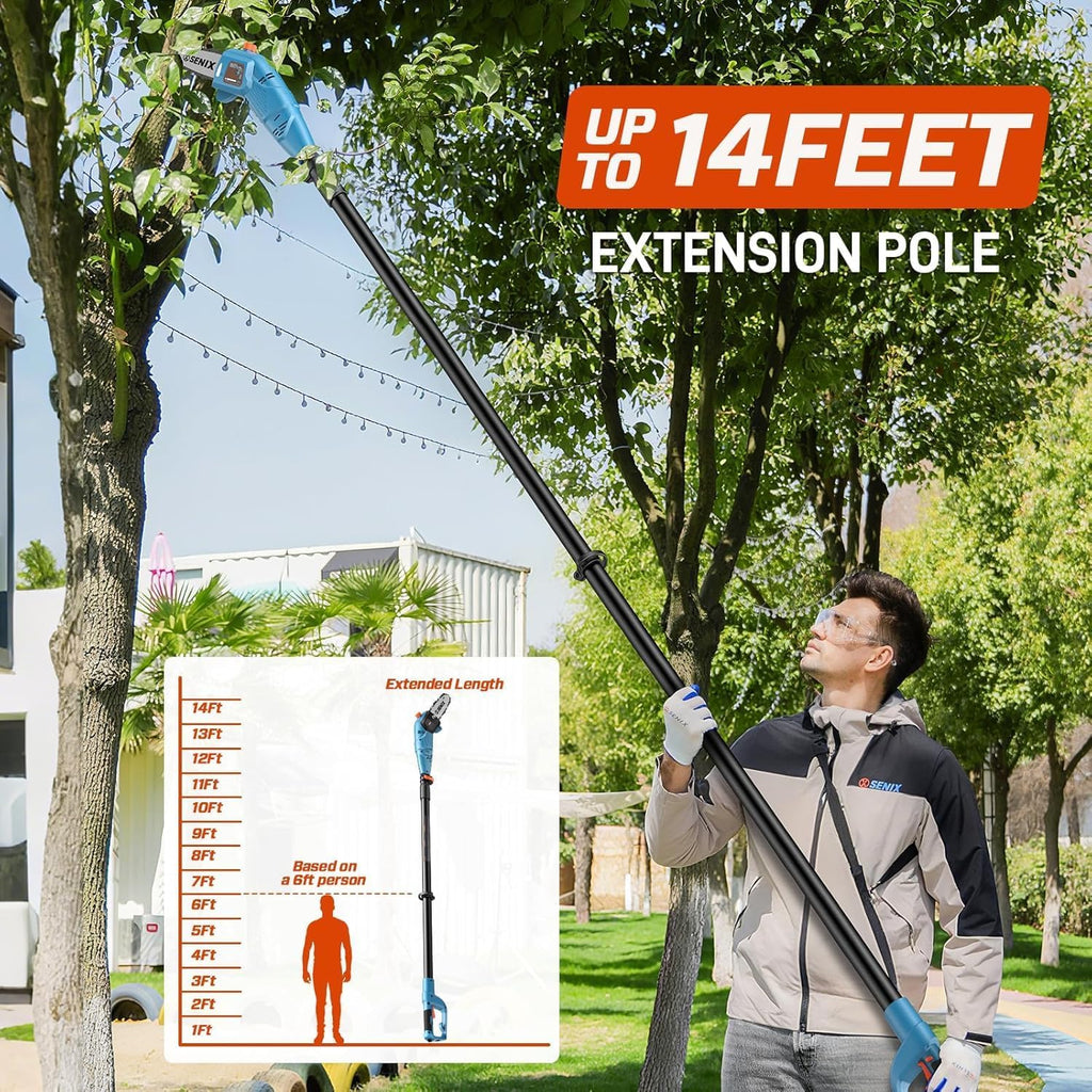 Corded Electric Pole Saw, Electric Telescoping Pole Saw with 8-Inch Bar & Chain, Adjustable Extension Tree Trimmer