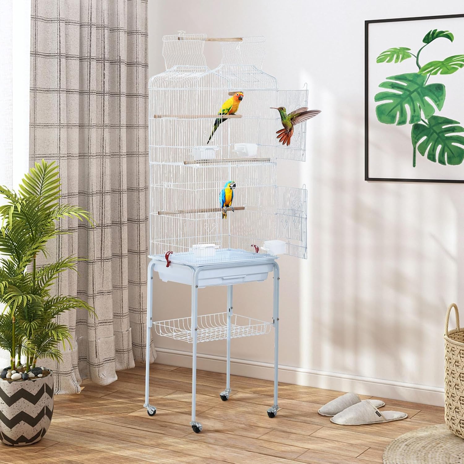 64 inch Bird Cage, Wrought Iron Parakeet Cage Bird Cages for Cockatiels, Medium Small Parrots, Conures, Lovebirds