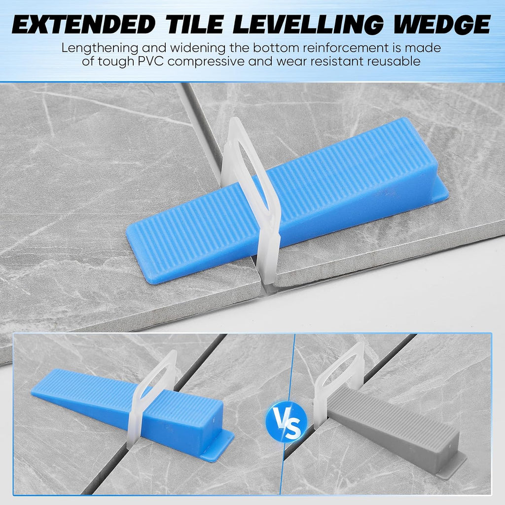 Tile Leveling System 1/8 Inch with Tile Plier, 500pcs Tile Leveler Spacers Clips and 100pcs Reusable Wedges for