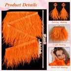 10 Yards Ostrich Feathers Trims 3-4 Inch Feathers Fringe, Orange