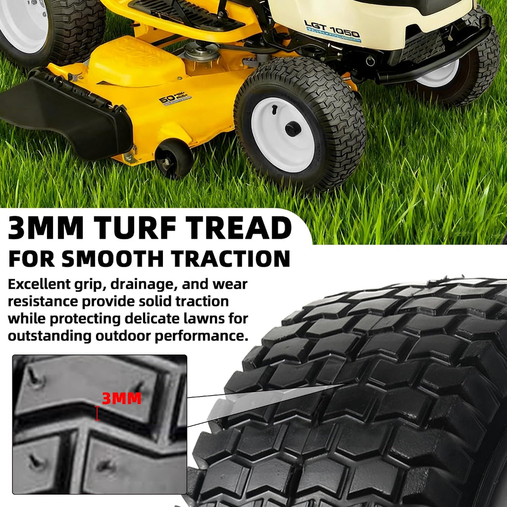 13x5.00-6 Flat-Free Tire and Wheel Assembly, Solid Lawn Mower Tire with 3/4" Bore Bearings & 3"-6.32" Centered Hub
