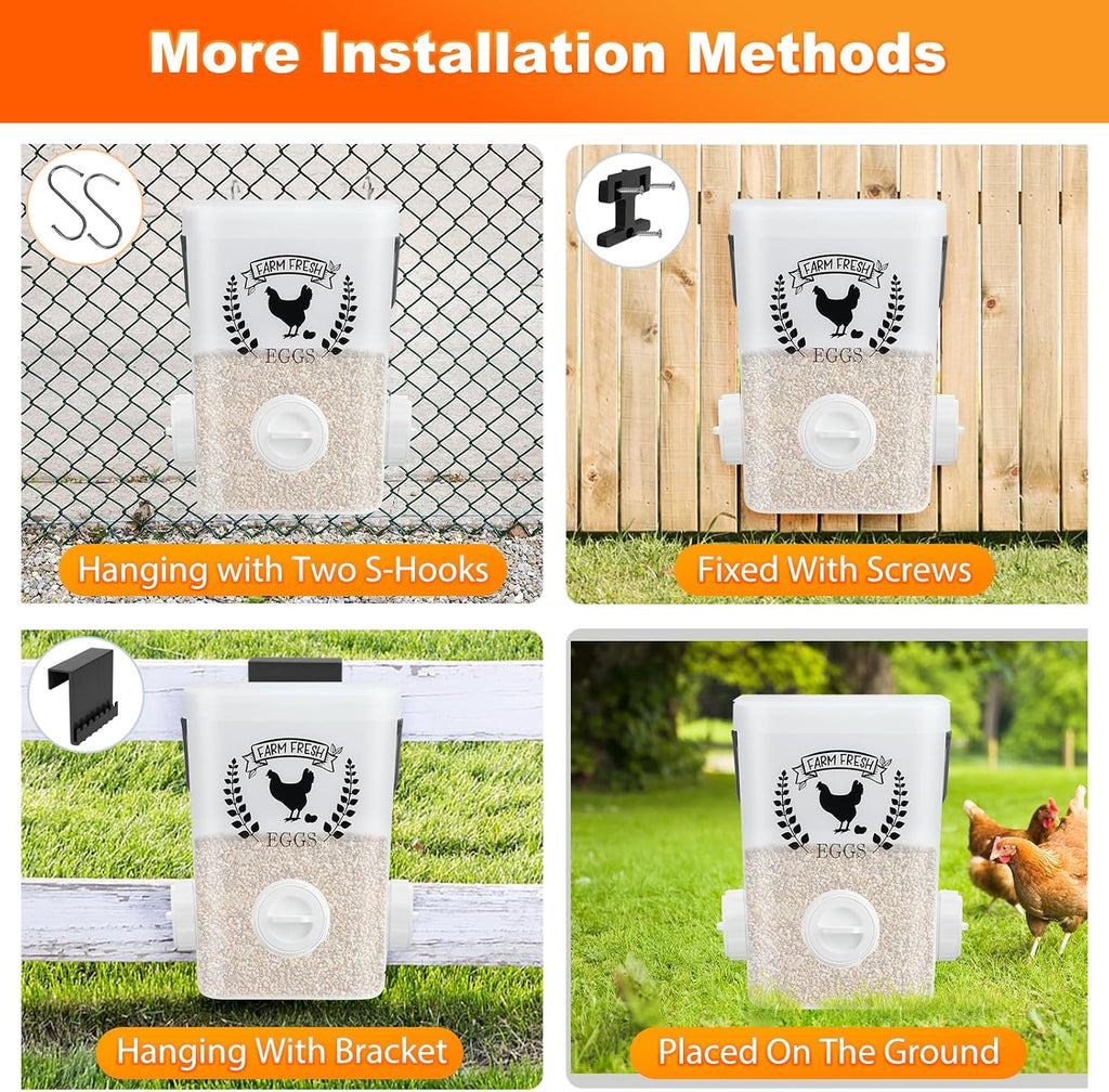 Backyard Chicken Feeder & Waterer Set – No-Waste Feeding Station for Coop & Run, Gravity Water Cups, Feed Storage