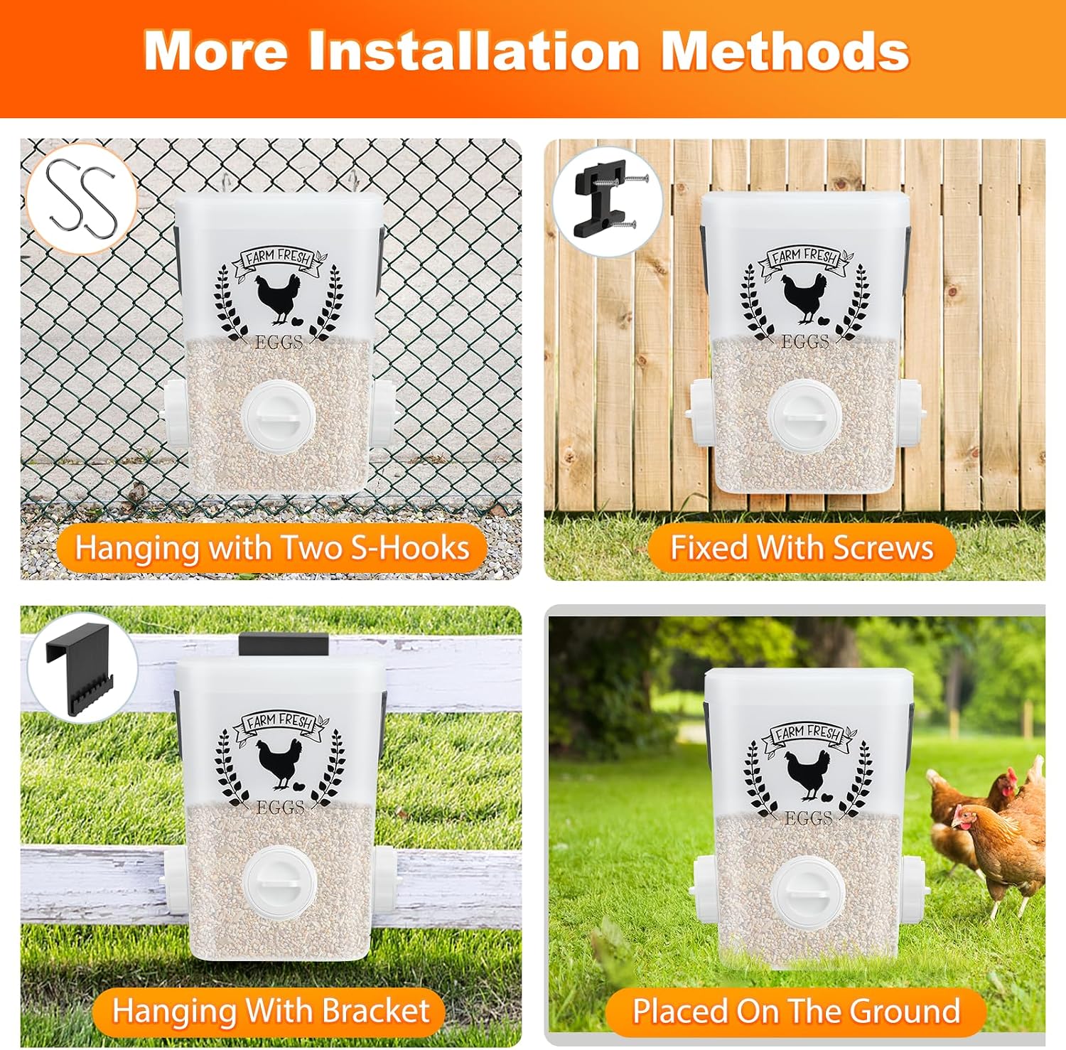 Backyard Chicken Feeder & Waterer Set – No-Waste Feeding Station for Coop & Run, Gravity Water Cups, Feed Storage