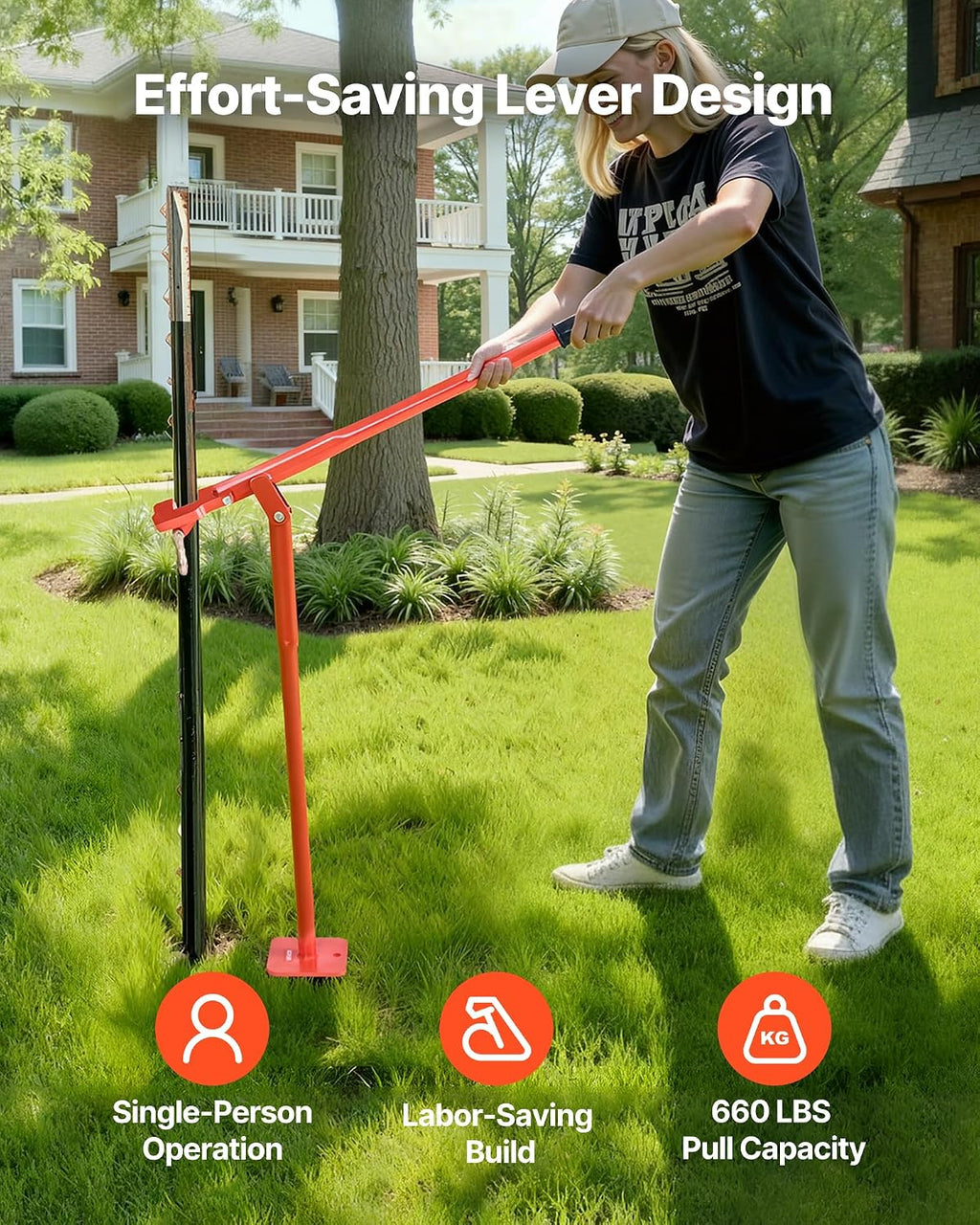 36 in T Post Puller, Heavy Duty Steel Fence Post Puller, 660lb Load Capacity, Labor-Saving T-Post Remover Tool for