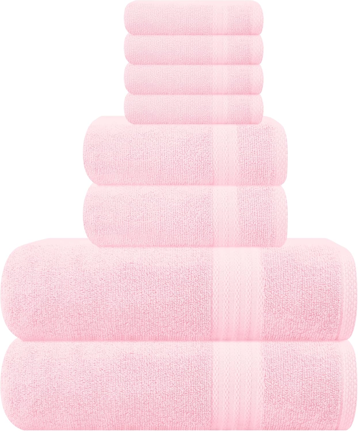 Ultra Soft 8-Piece Towel Set - 100% Pure Ringspun Cotton, Contains 2 Oversized Bath Towels 27x54, 2 Hand Towels