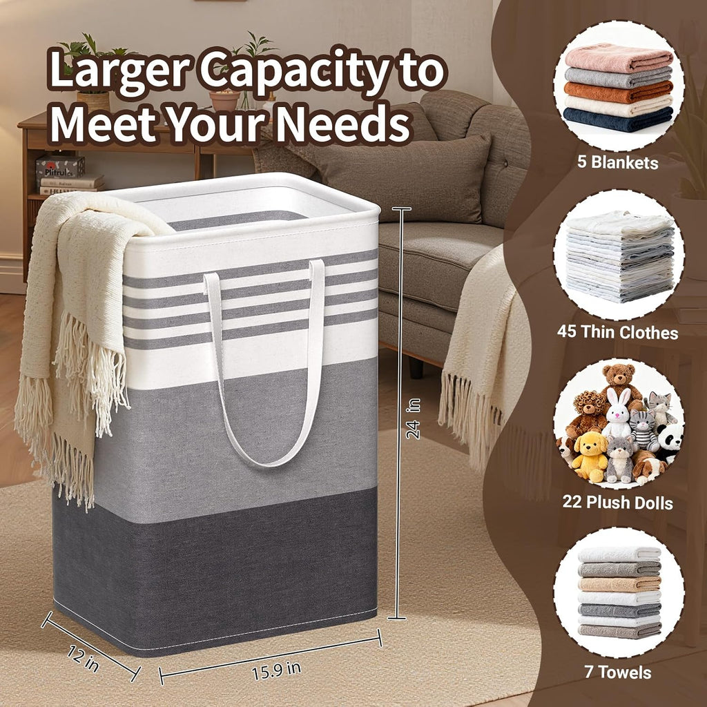 2 Pack Laundry Baskets, Collapsible Dirty Clothes Laundry Hampers | with Reinforced Handles, Waterproof Coating, 2