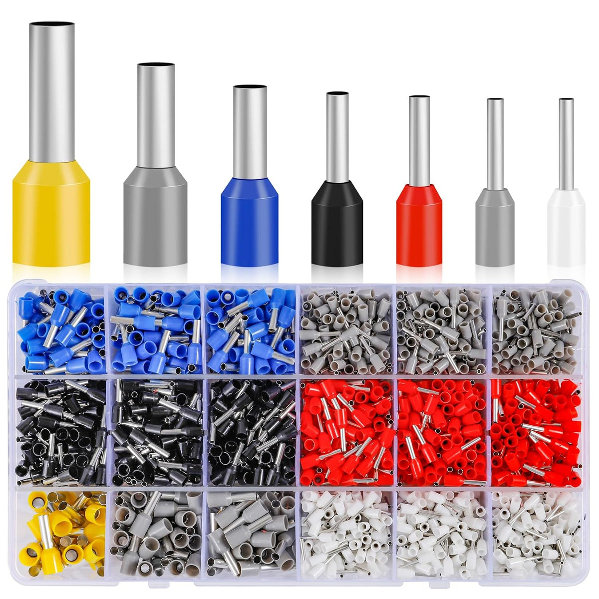 XHF 2100 PCS AWG 22/0.4mm²- AWG 10/6.0mm² Wire Ferrules Kit