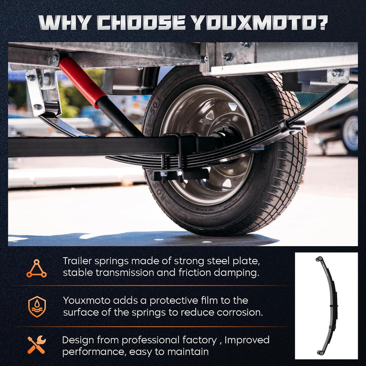 3500lb Single Trailer Axle Suspension Kit 1750lb Leaf Springs & Ubolt Kit; Pair of Trailer Leaf Spring 4 Leaf Double