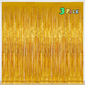 Pure Gold Fringe Curtain Backdrop 3 Pack, 3.2 x 8.2 FT Party Decorations | Graduation Decorations, Birthday Party