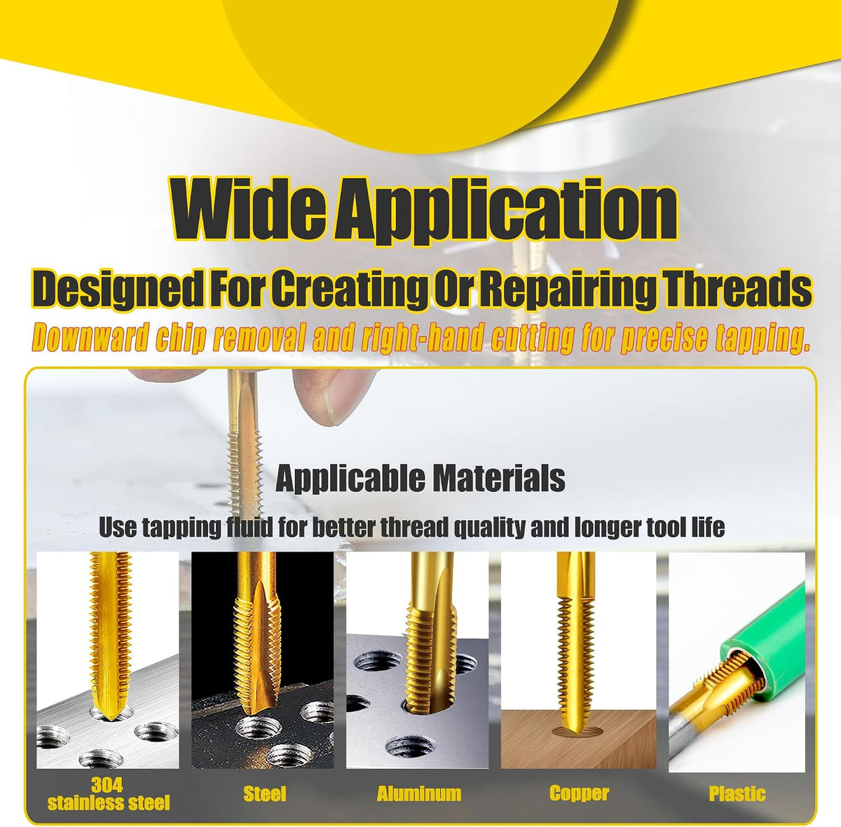 1Pc 3/8"-16 UNC Thread Tap for Metal,M2 HSS Bottom Threading Hand Tap