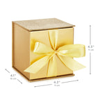 4" Small Gift Box with Ribbon Bow (Gold with Glitter)
