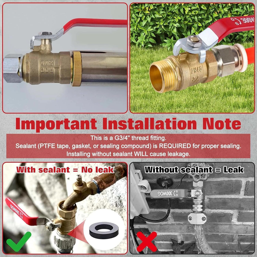 Brass Ball Valve G3/4 Inch Male x Female Thread Pipe Fitting