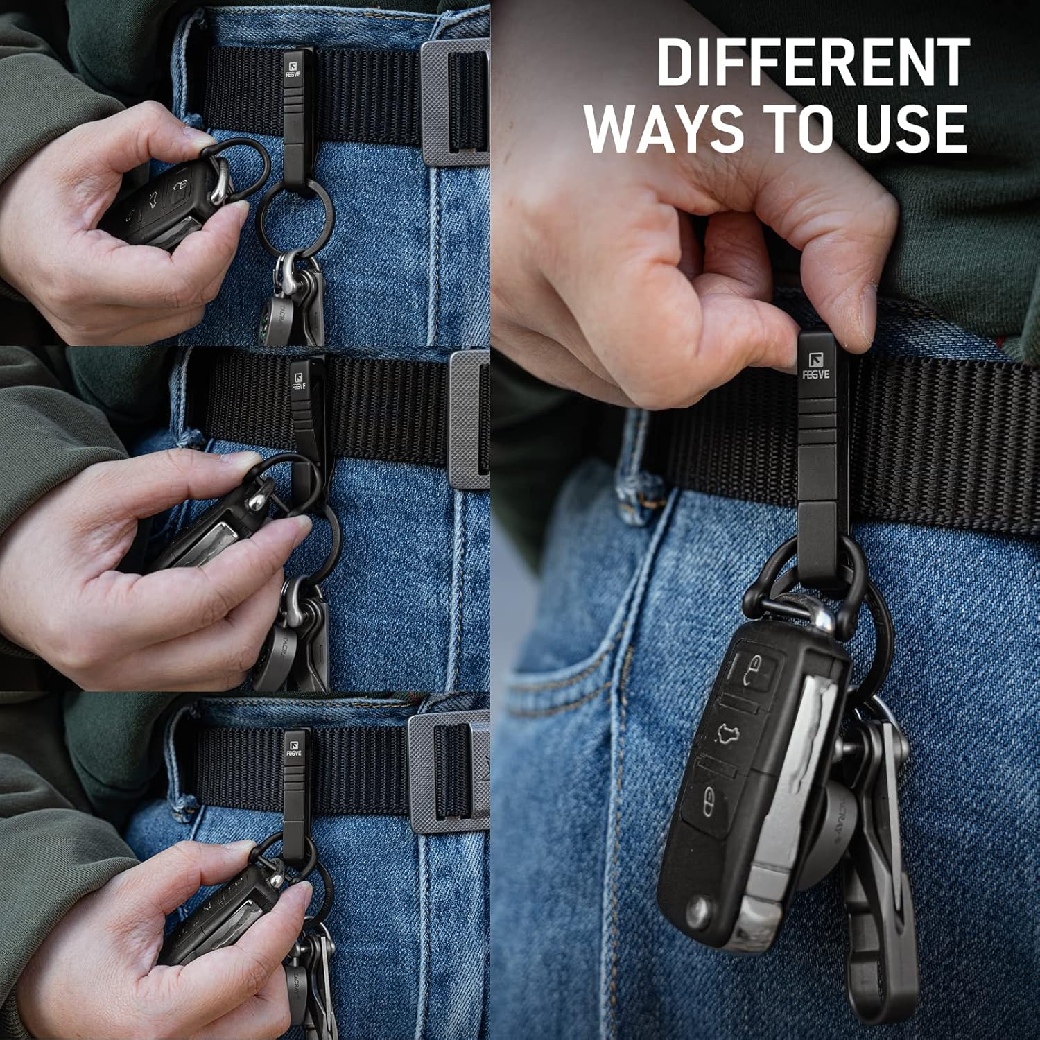 TC4 Titanium Belt Key Clip, Belt Key Holder with Removable Key Ring | CNC Integrated Molding, Rustproof, Anti-Deform