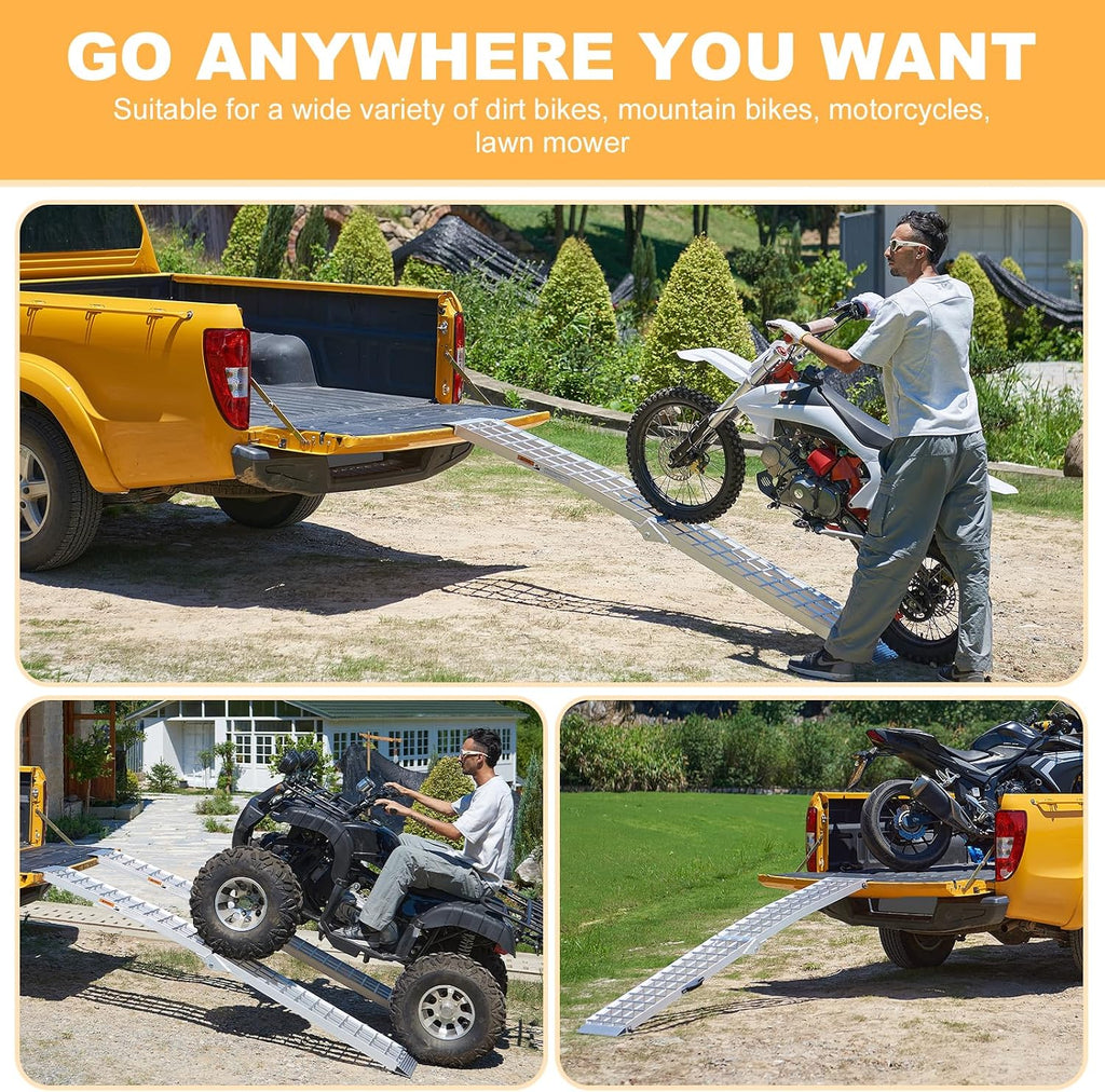 2PCS 7.5' Aluminum Truck Ramps, ATV UTV Loading Ramps for Pickup