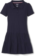 Girls Ruffle Pique Polo School Uniform Dress
