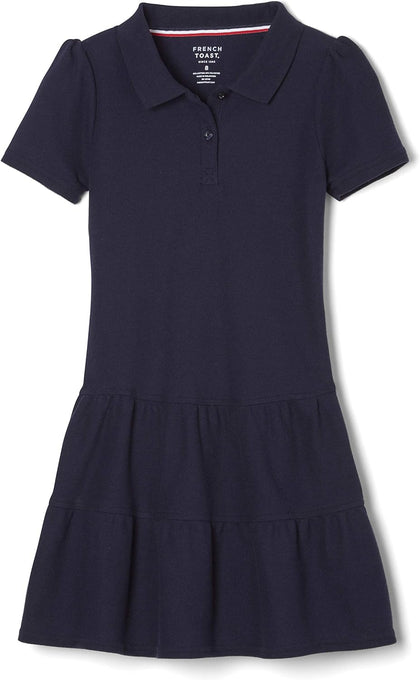 Girls Ruffle Pique Polo School Uniform Dress