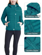 Women's Packable Down Jacket Windproof Hiking Coats Teal Blue M