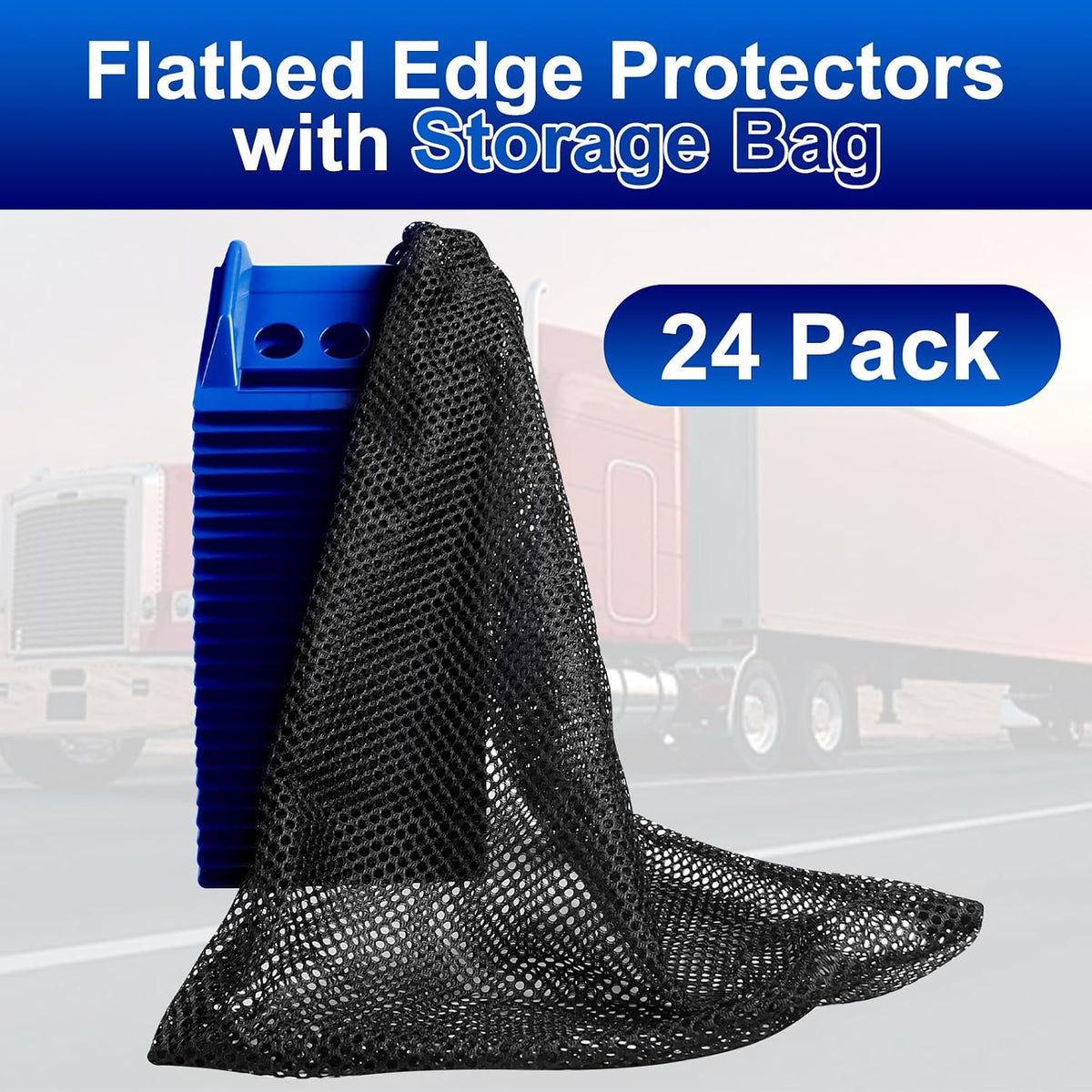Flatbed Edge Protectors with Carrying Case 4" Winch Ratchet Straps Plastic for Flatbed Cargo Load Truck Shipping
