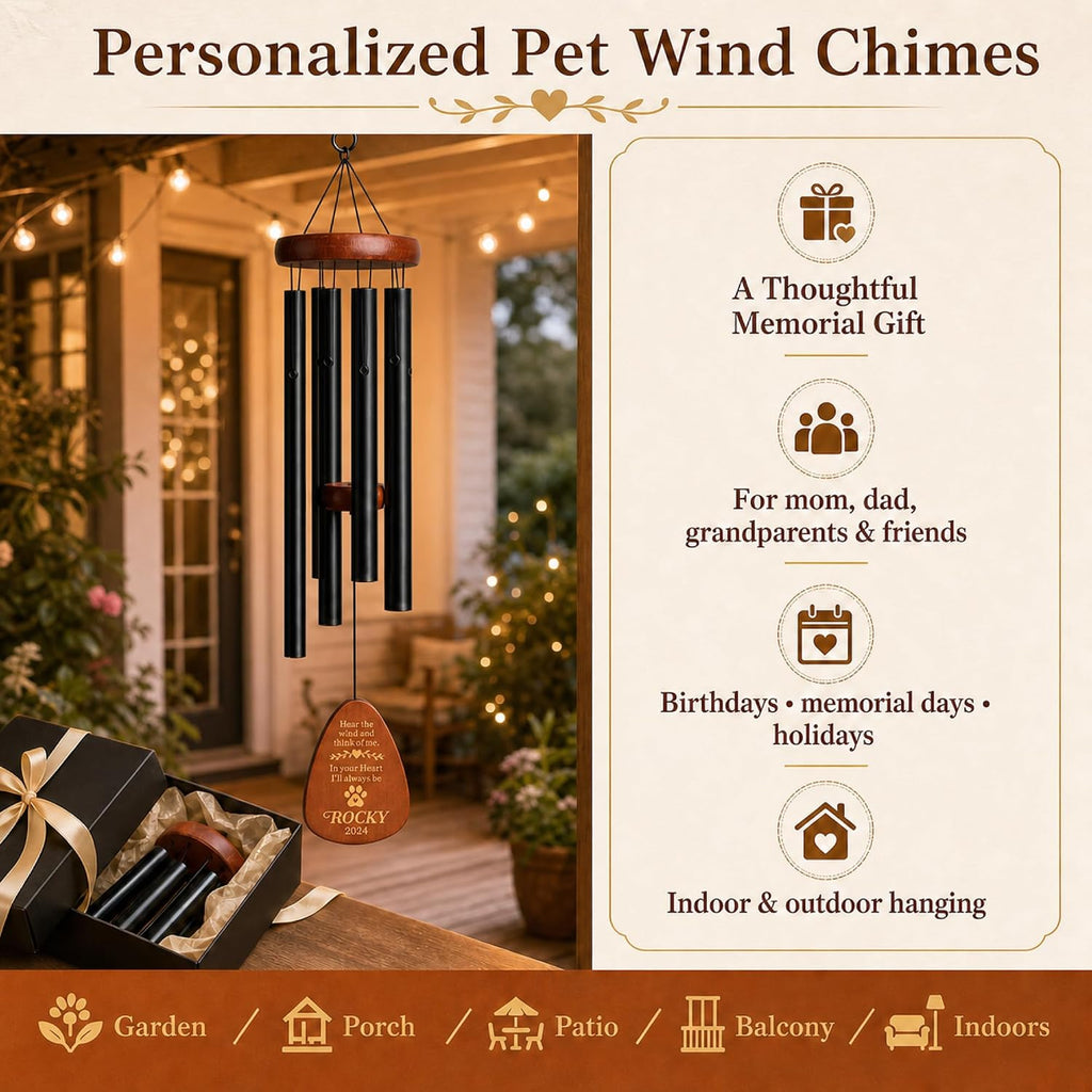 Personalized Dog Memorial Gifts for Loss of Dog, 25.5'' Pet Memorial Gifts for Dogs, Pet Memorial Wind Chimes, Loss