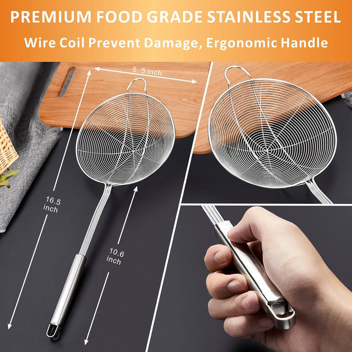 Yimi 16.5 Inch Spider Strainer Cooking Skimmer for Cooking and Frying