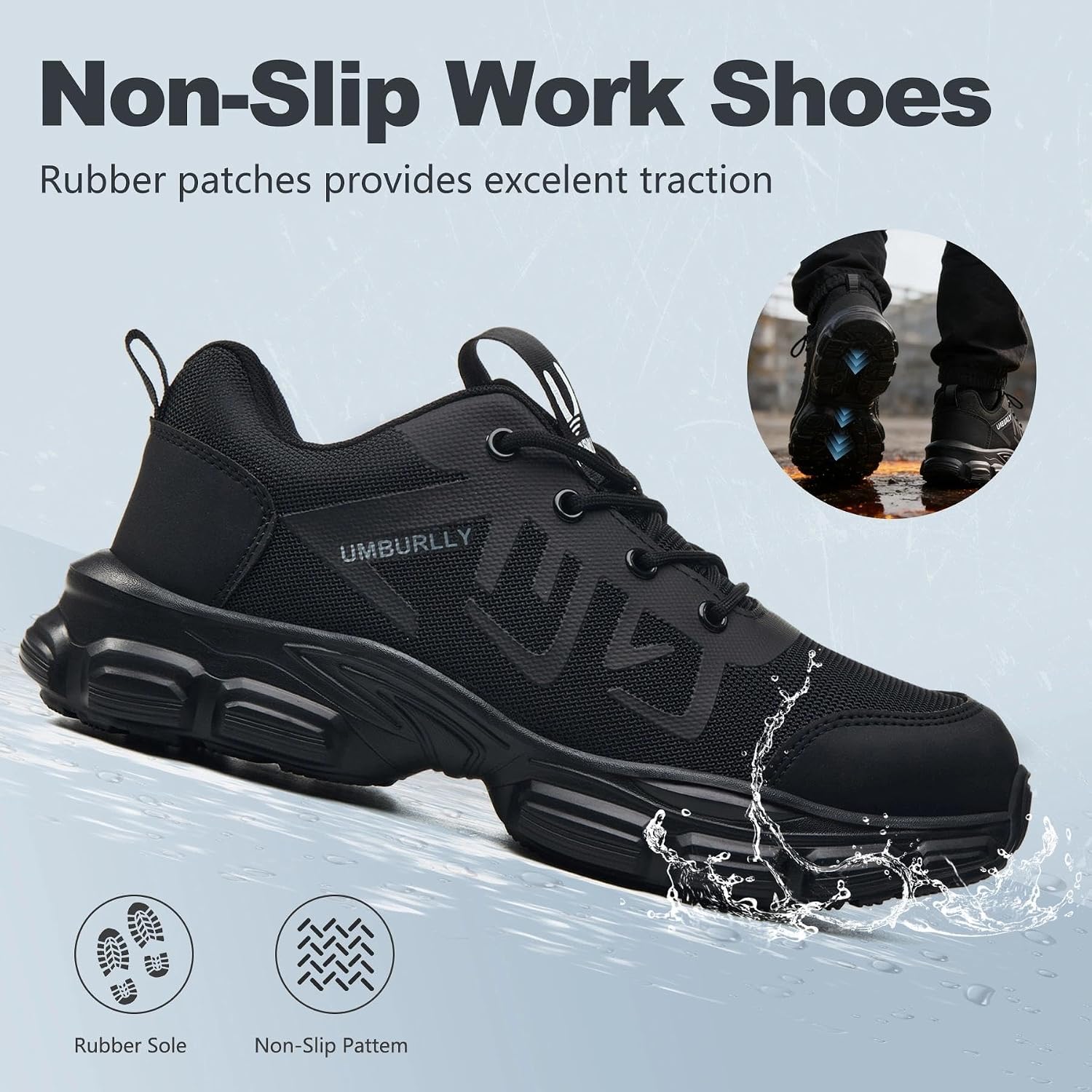 Steel Toe Shoes for Men Women, Comfortable Wide Non Slip Work Shoes