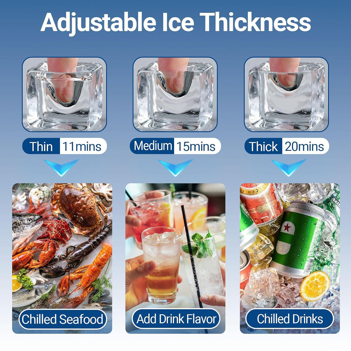 100lbs/24H Commercial Ice Maker Machine with 18-33lbs Ice Storage