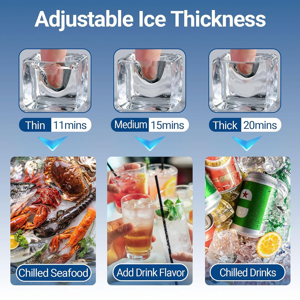 Commercial Ice Maker Machine, 100lbs/24H with 20lbs Ice Storage