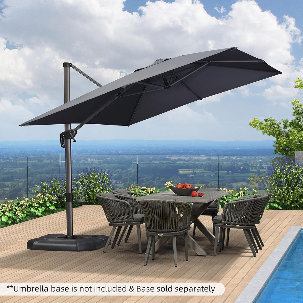 9' X 11.5' Patio Umbrella Outdoor Cantilever Rectangle Umbrella Aluminum Offset Umbrella with 360-degree Rotation for
