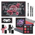 Makeup Set with Red Eyeshadow, Lipgloss, Eyeliner, Faux Eyelashes