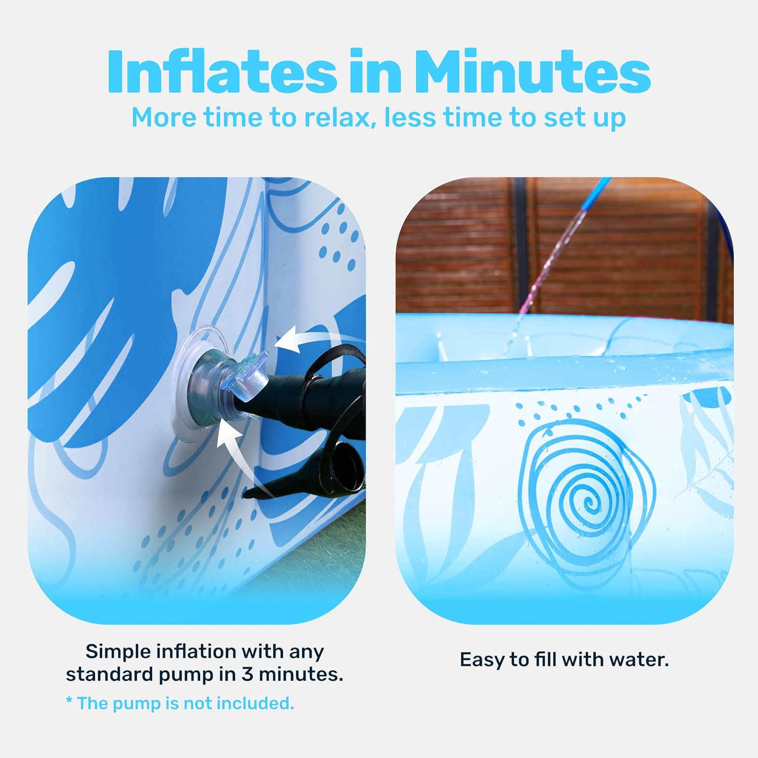 Inflatable Swimming Pool,5.5ft x 20 Inch Full-Sized Blow Up Durable Thickened Luxury Above Ground Family Pool with